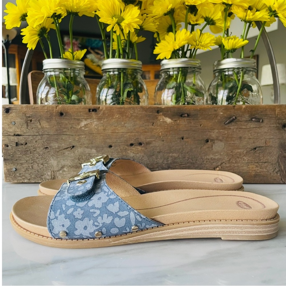 Dr. Scholl Flex Slides•Size 9•Shades of Denim Blue Canvas•Easy Off~Easy On🌼 - Picture 6 of 16